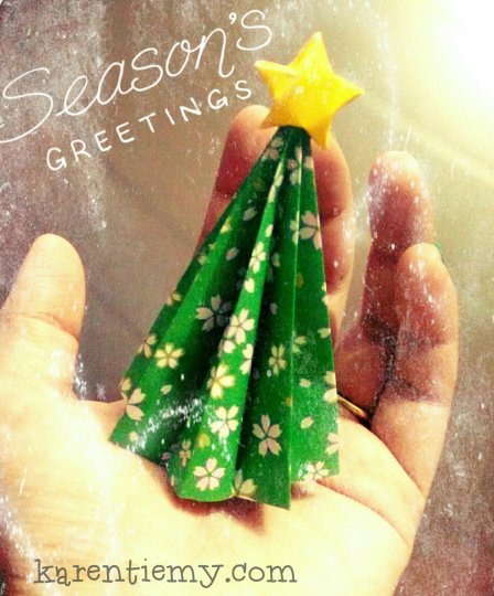origami Christmas tree diy cute project kawaii dobradura folding paper scrapbooking