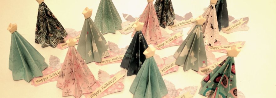 origami Christmas tree diy cute kawaii dobradura folding paper scrapbooking
