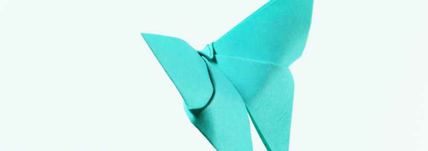 origami butterfly blue teal